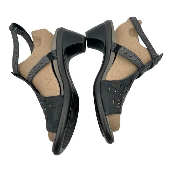 Naot Women's Leather Rivet Vogue Strappy Heels Brushed Metallic Black/Grey Sz 39 - Picture 4 of 9